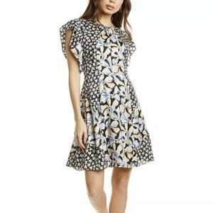 Rebecca Taylor women's sleeveless Fleur mix dress black combo size 2